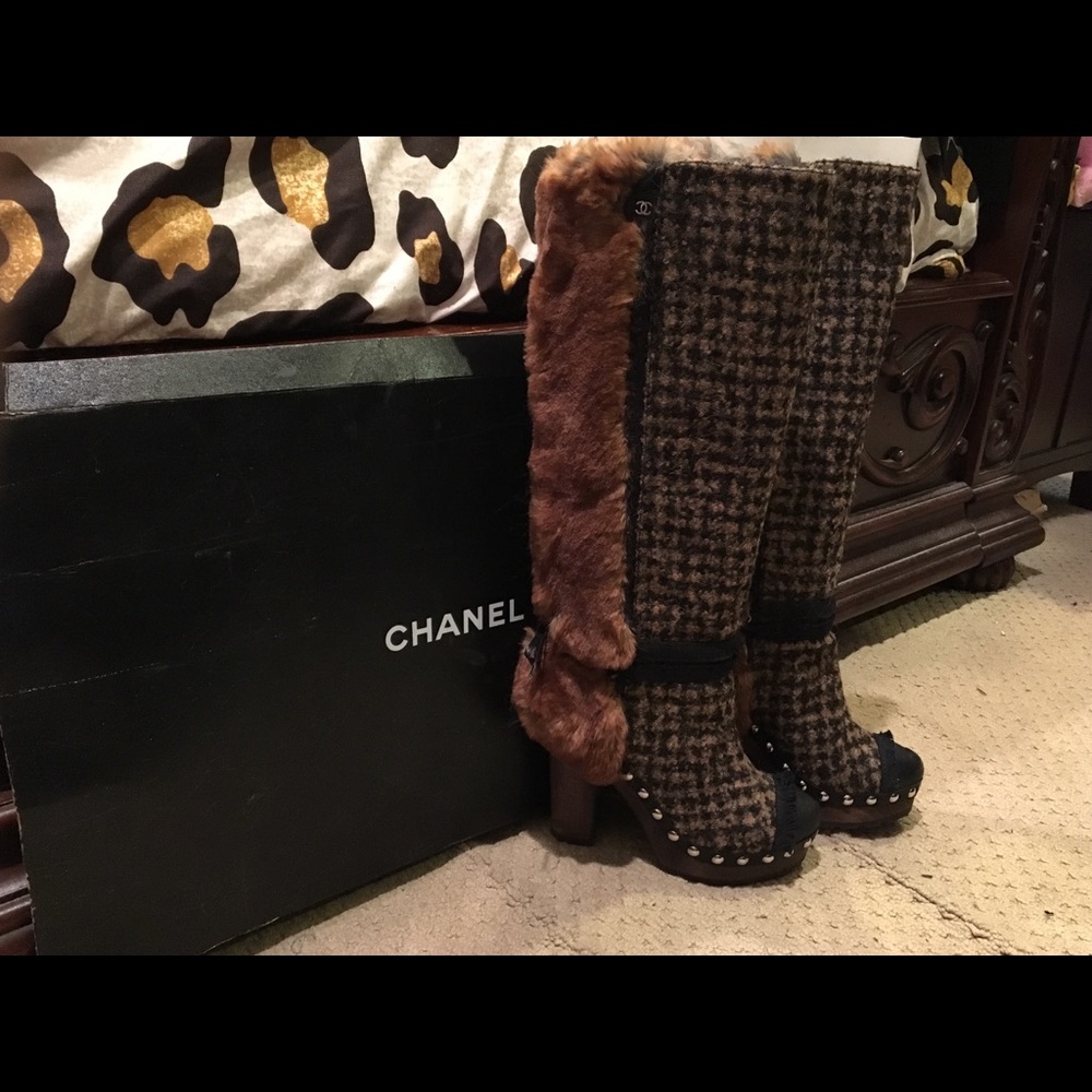 Chanel multi color faux fur boots. price is FIRM